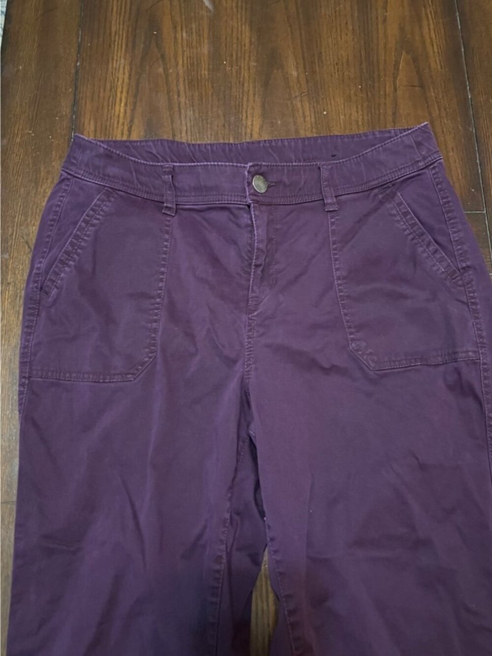 Lane Bryant Purple High Rise Chino Pants Zip Ankle Skinny Slim Stretch 16 - Picture 2 of 8